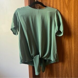 MADEWELL Tie-front Short Sleeve Green Shirt, size M